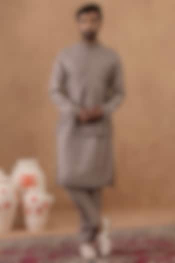 Light Brown Cotton Embroidered Bundi Jacket Set by The Ethnic Co at Pernia's Pop Up Shop