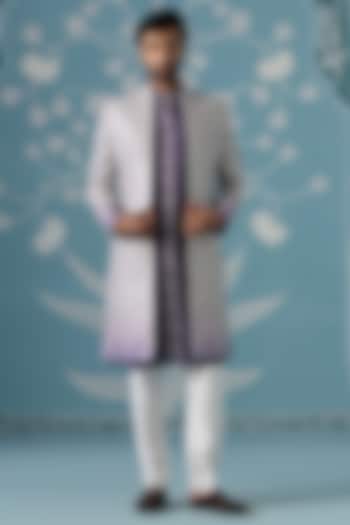 Purple Soft Mul Cotton Gota Embroidered Ombre Wedding Indowestern Set by The Ethnic Co at Pernia's Pop Up Shop