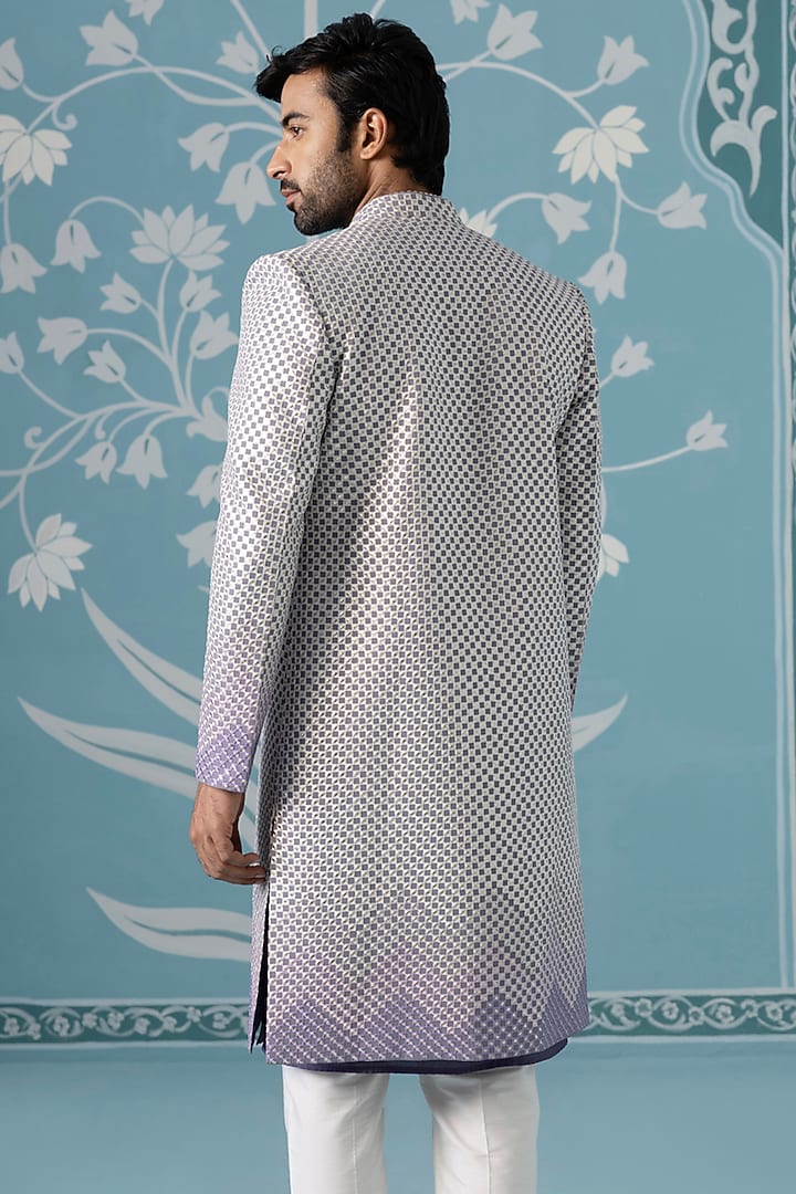 Purple Soft Mul Cotton Gota Embroidered Ombre Wedding Indowestern Set by The Ethnic Co at Pernia's Pop Up Shop