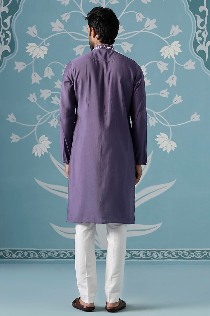 Purple Soft Mul Cotton Gota Embroidered Ombre Wedding Indowestern Set by The Ethnic Co at Pernia's Pop Up Shop