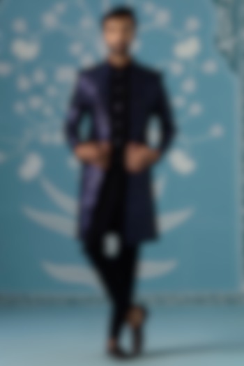 Dark Blue Imported Fabric Jacket Set by The Ethnic Co at Pernia's Pop Up Shop