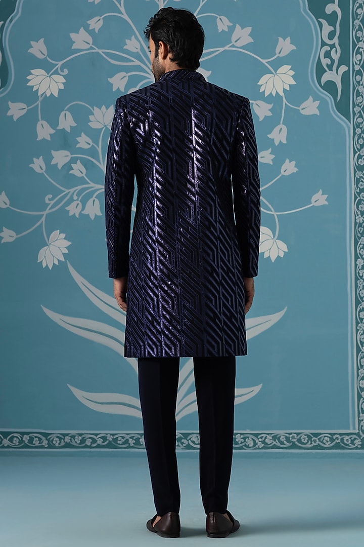 Dark Blue Imported Fabric Jacket Set by The Ethnic Co at Pernia's Pop Up Shop