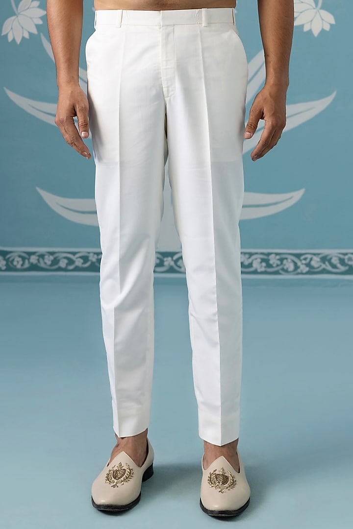 Cream Cotton Floral Embroidered Wedding Sherwani Set by The Ethnic Co at Pernia's Pop Up Shop
