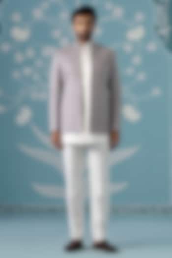 Light Lavender Satin Embroidered Indowestern Set by The Ethnic Co at Pernia's Pop Up Shop