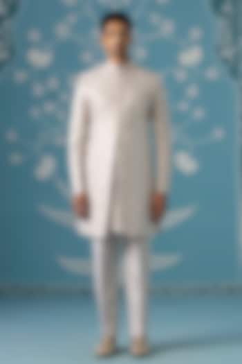 Cream Poly Cotton Embroidered Wedding Indowestern Set by The Ethnic Co at Pernia's Pop Up Shop