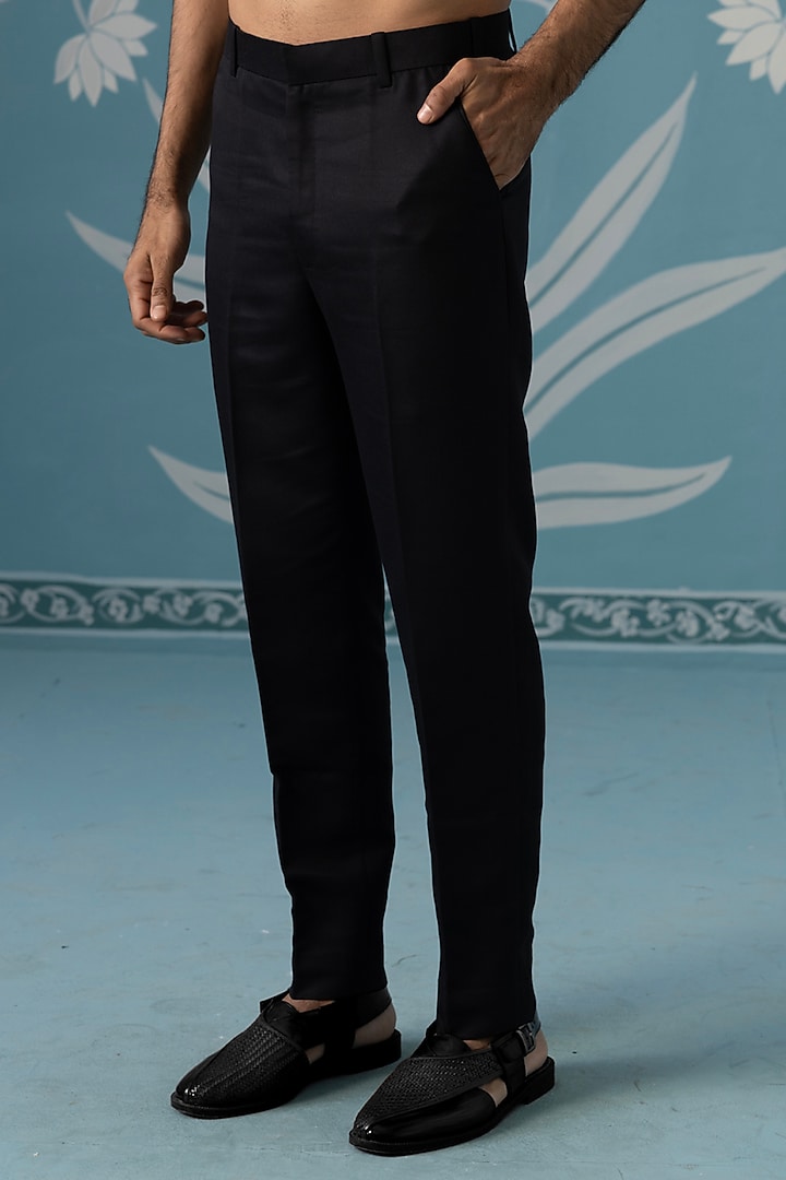 Black Velvet Embroidered Wedding Sherwani Set by The Ethnic Co at Pernia's Pop Up Shop