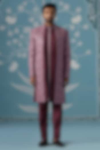 Autumn Rust Cotton Silk Embroidered Front-Open Wedding Indowestern Set by The Ethnic Co at Pernia's Pop Up Shop