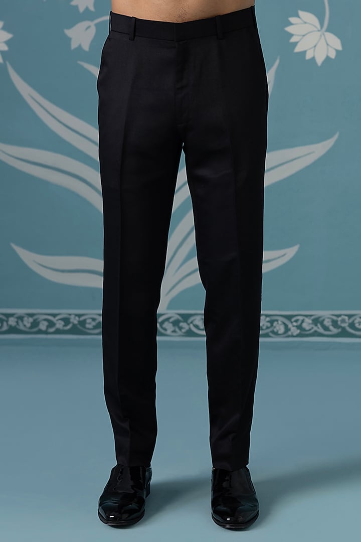 Black Polyester Bandhgala Set by The Ethnic Co at Pernia's Pop Up Shop