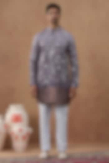 Mauve Cotton Silk Embroidered Kurta Set by The Ethnic Co at Pernia's Pop Up Shop