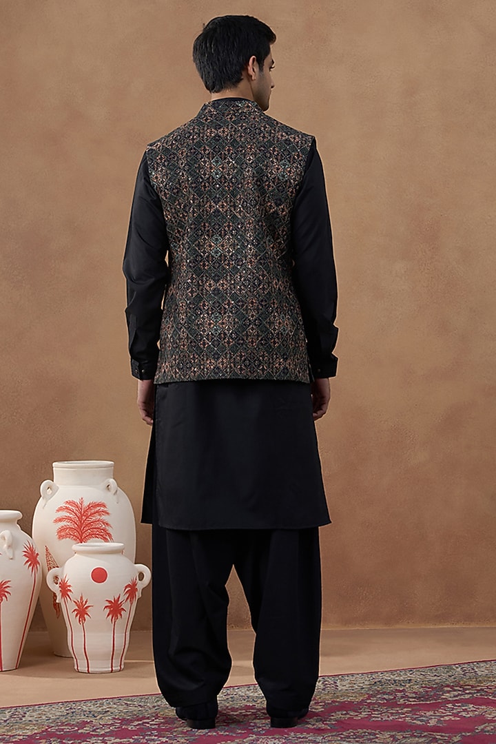 Multi-Colored Pure Cotton Printed Bundi Jacket Set by The Ethnic Co at Pernia's Pop Up Shop