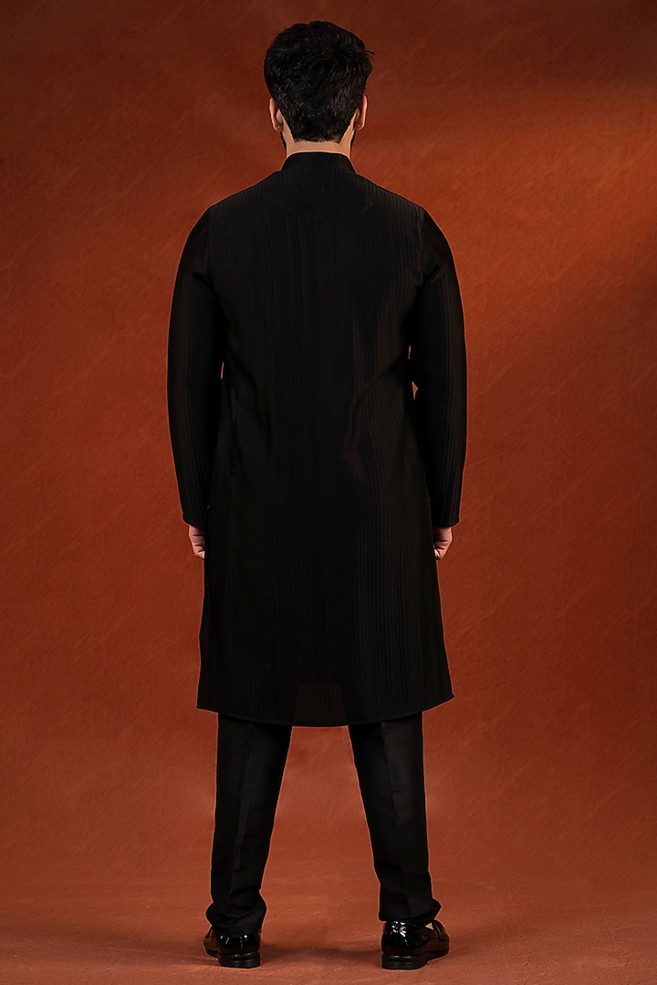 Black Polyester Textured Jacket Set by The Ethnic Co at Pernia's Pop Up Shop