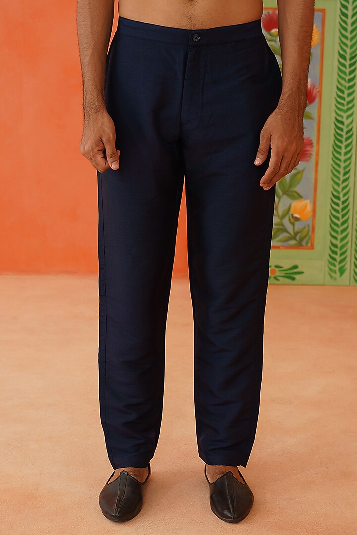 Navy-Grey Art Silk Floral Printed Bundi Jacket Set by The Ethnic Co at Pernia's Pop Up Shop