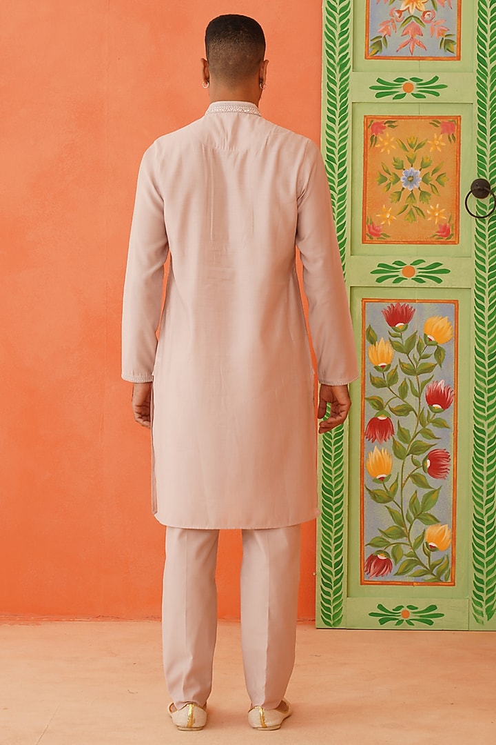 Peach Cotton Mirror Embellished Jacket Set by The Ethnic Co at Pernia's Pop Up Shop
