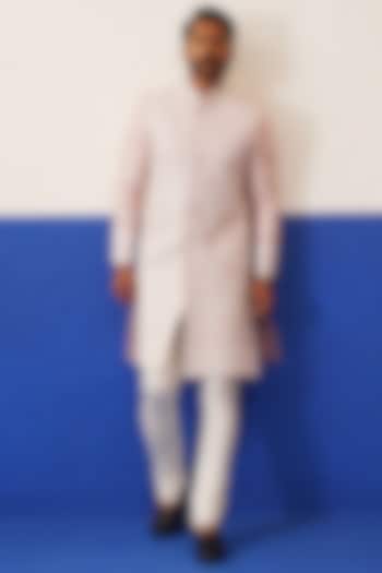 Onion Pink Crepe Embroidered Wedding Sherwani Set by The Ethnic Co at Pernia's Pop Up Shop