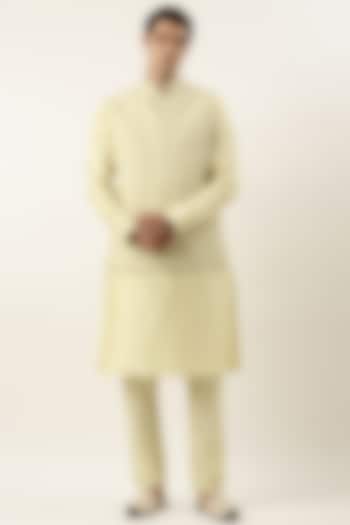 Gold Poly Silk Embroidered Jacket Set by The Ethnic Co at Pernia's Pop Up Shop