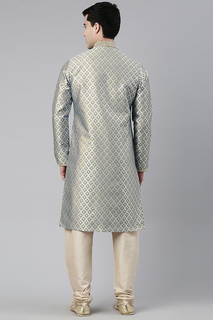 Grey Banarasi Brocade Hand Embroidered Kurta Set by The Ethnic Co at Pernia's Pop Up Shop