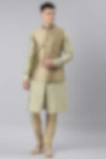 Cream Silk Blend Nehru Jacket Set by The Ethnic Co