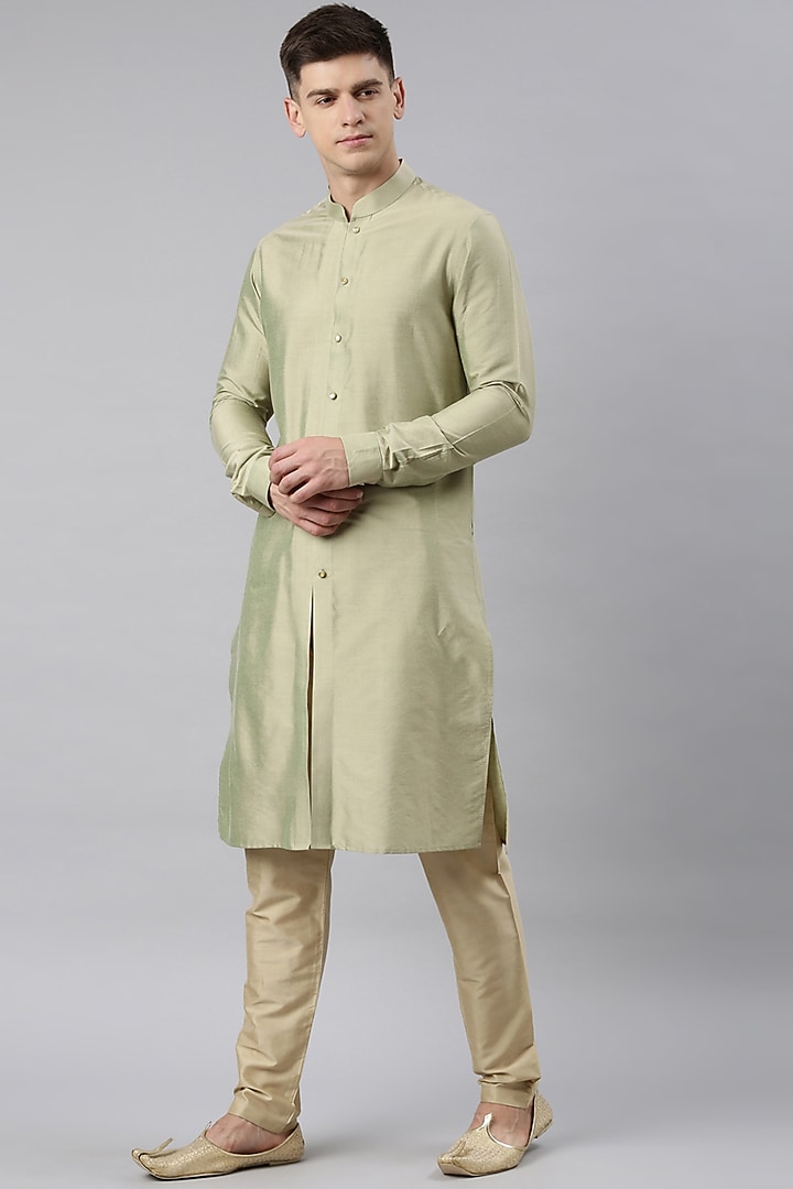 Cream Silk Blend Nehru Jacket Set by The Ethnic Co at Pernia's Pop Up Shop