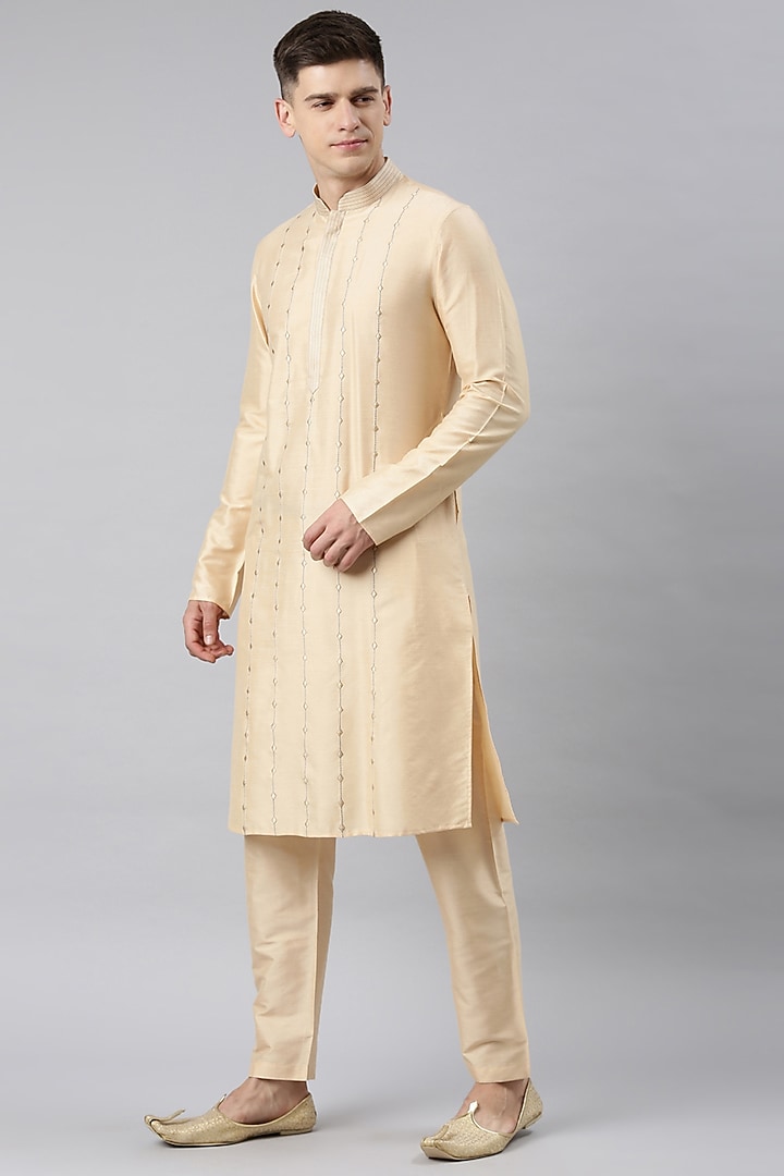 Grey Chanderi Silk Floral Nehru Jacket Set by The Ethnic Co at Pernia's Pop Up Shop