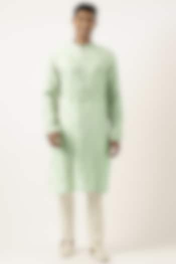 Light Green Poly Silk Embroidered Kurta Set by The Ethnic Co at Pernia's Pop Up Shop