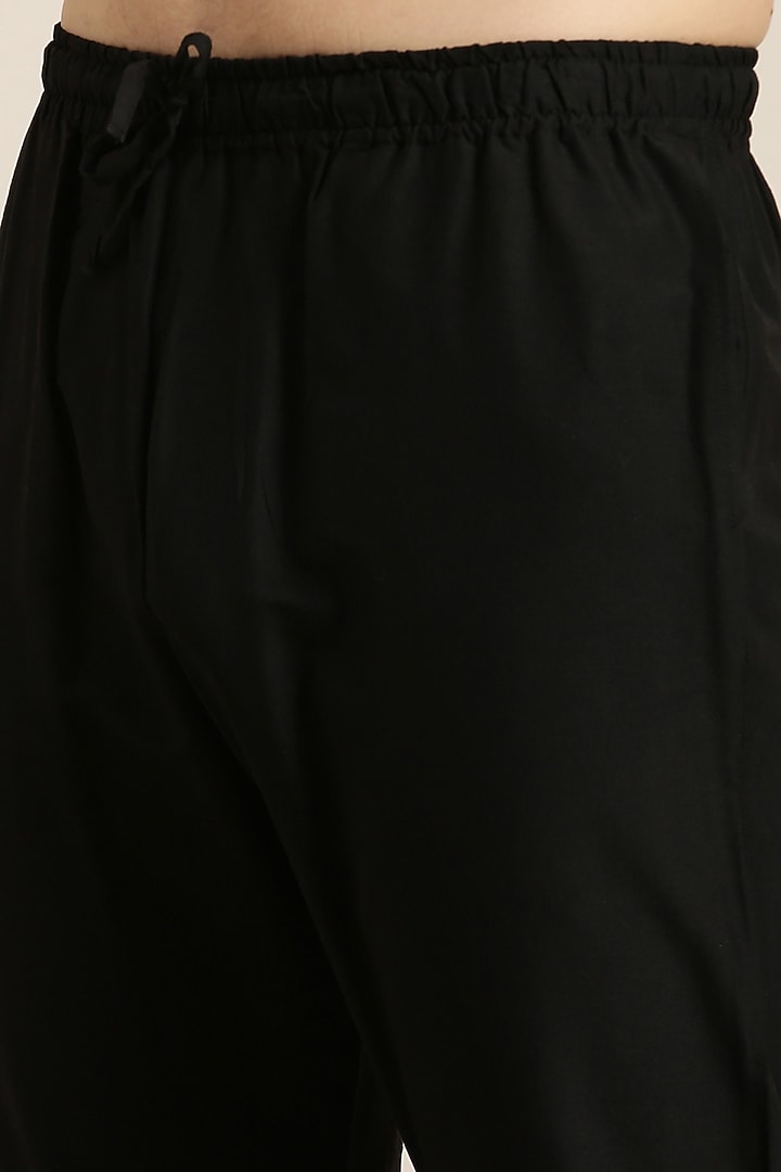 Black Cotton Linen Printed Bundi Jacket Set by The Ethnic Co at Pernia's Pop Up Shop