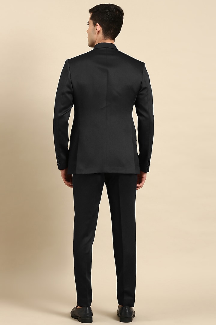 Black Poly Viscose Bandhgala Jacket Set by The Ethnic Co at Pernia's Pop Up Shop