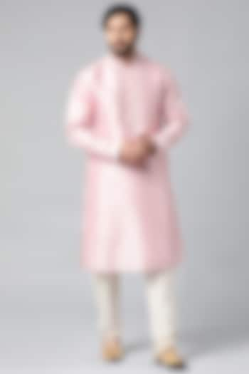 Baby Pink Art Silk Mirror Embroidered Kurta Set by The Ethnic Co at Pernia's Pop Up Shop