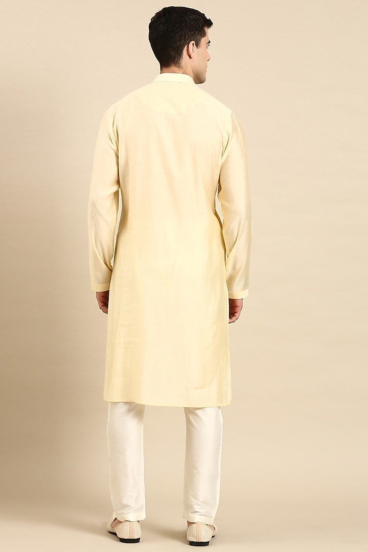 Cream Art Silk Embroidered Kurta Set by The Ethnic Co at Pernia's Pop Up Shop