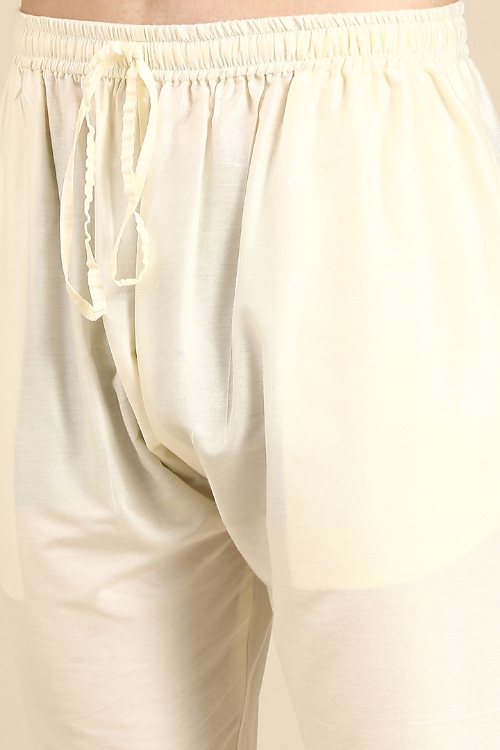 Cream Art Silk Embroidered Kurta Set by The Ethnic Co at Pernia's Pop Up Shop
