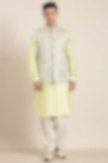 Pastel Green Jacquard Nehru Jacket Set by The Ethnic Co