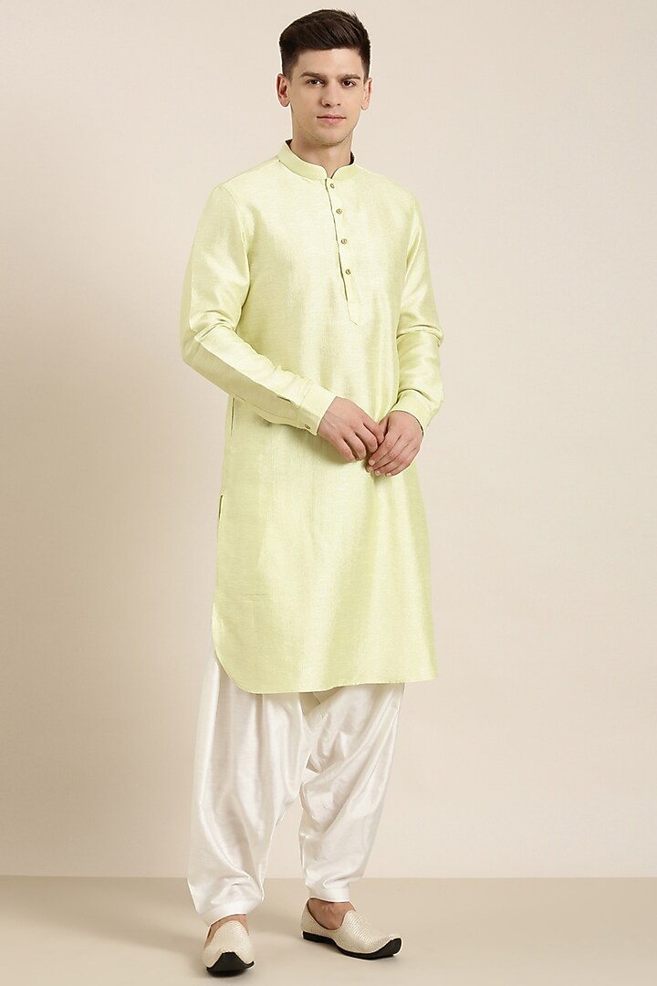 Pastel Green Jacquard Nehru Jacket Set by The Ethnic Co at Pernia's Pop Up Shop