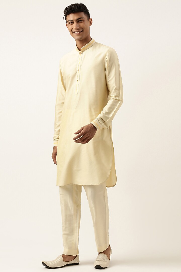 Yellow Banarasi Brocade Bundi Jacket Set by The Ethnic Co at Pernia's Pop Up Shop