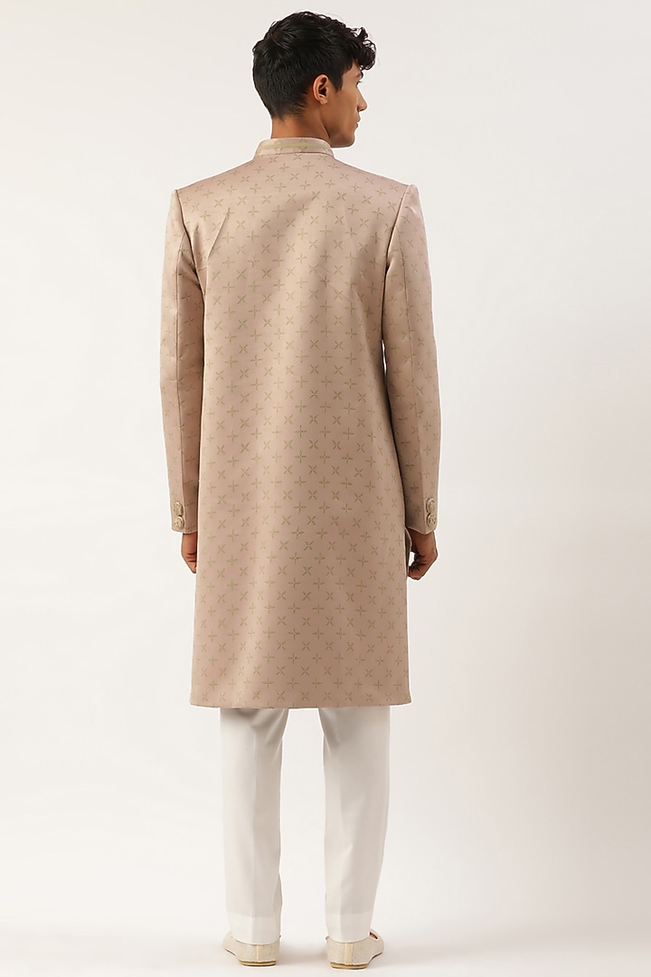 Dry Rose Silk Cotton Achkan Jacket Set by The Ethnic Co at Pernia's Pop Up Shop
