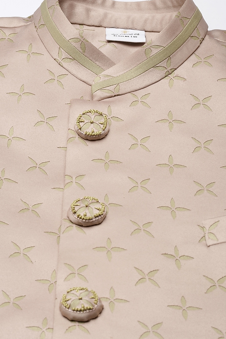 Dry Rose Silk Cotton Achkan Jacket Set by The Ethnic Co at Pernia's Pop Up Shop