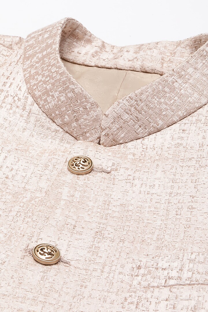 Light Pink Jacquard Self-Textured Bandhgala Set by The Ethnic Co at Pernia's Pop Up Shop