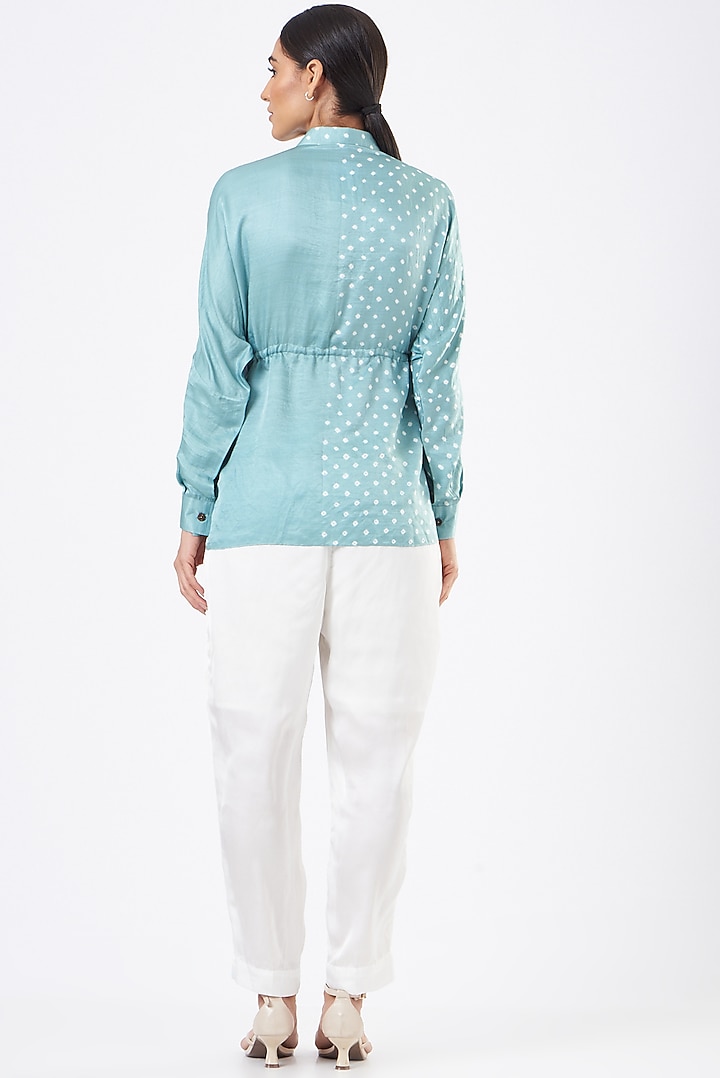 Ocean Blue Bandhani Printed Top by The Pot Plant at Pernia's Pop Up Shop