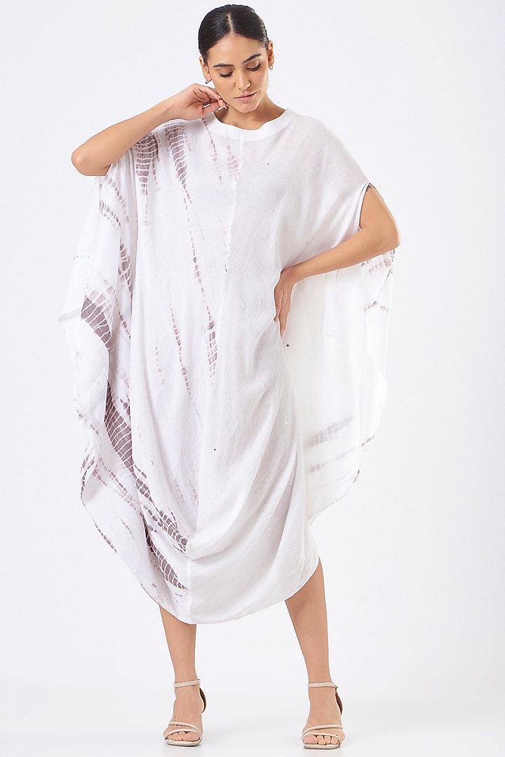 Grey & White Shibori Printed Drape Summer Dress by The Pot Plant at Pernia's Pop Up Shop