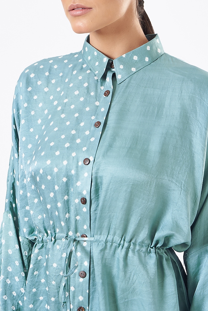 Ocean Blue Silk Printed Top by The Pot Plant at Pernia's Pop Up Shop