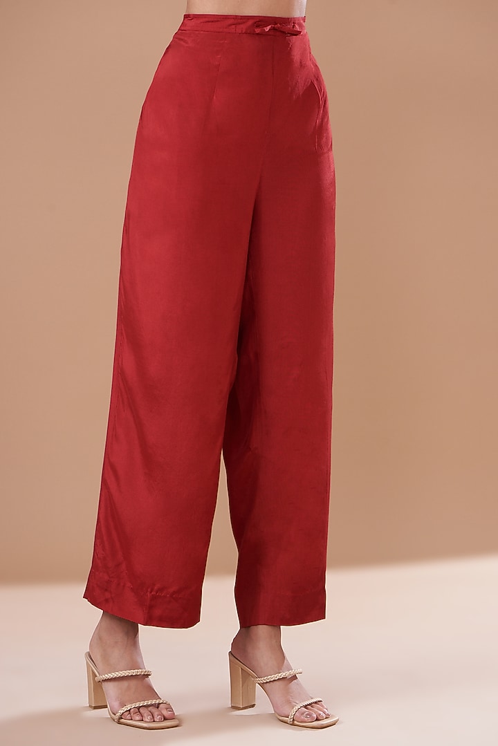 Pink & Red Ombre Cotton Silk Embroidered Kurta Set by The Pot Plant at Pernia's Pop Up Shop