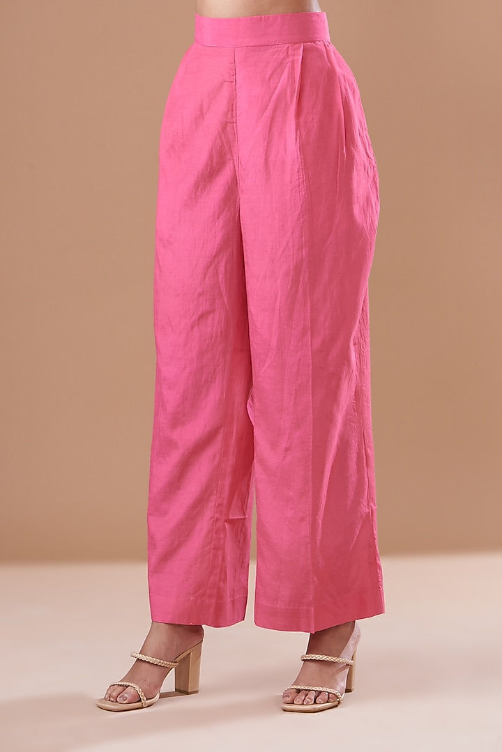 Pink & Purple Ombre Cotton Silk Embroidered Kurta Set by The Pot Plant at Pernia's Pop Up Shop