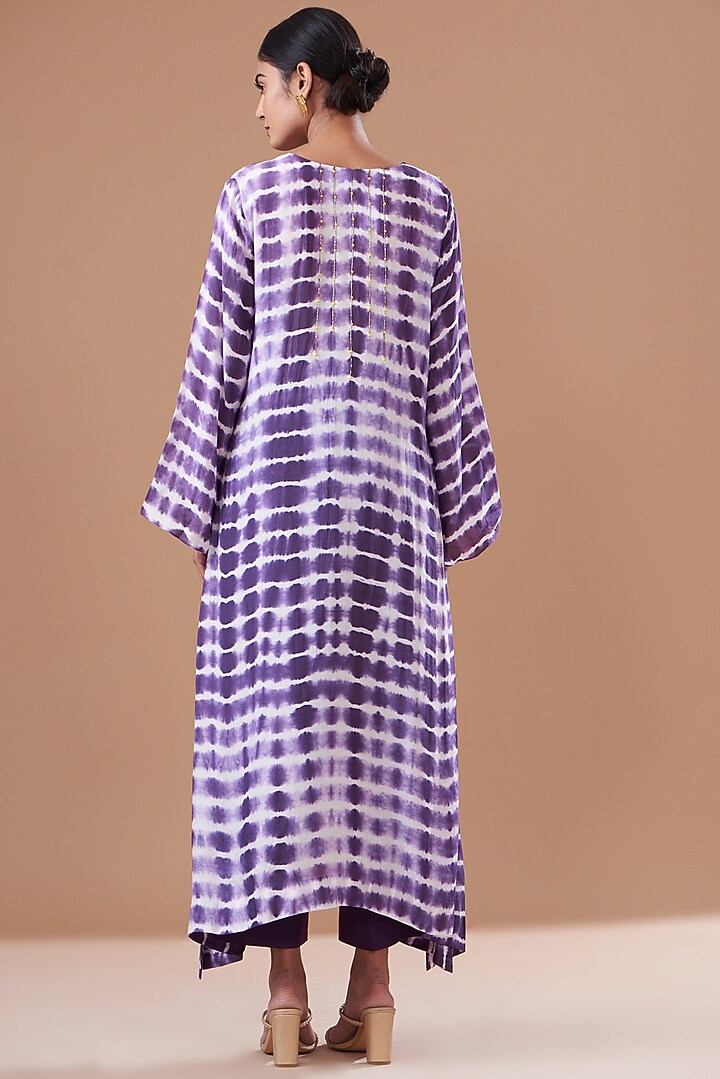 Purple Cotton Silk Embroidered & Printed Kurta Set by The Pot Plant at Pernia's Pop Up Shop