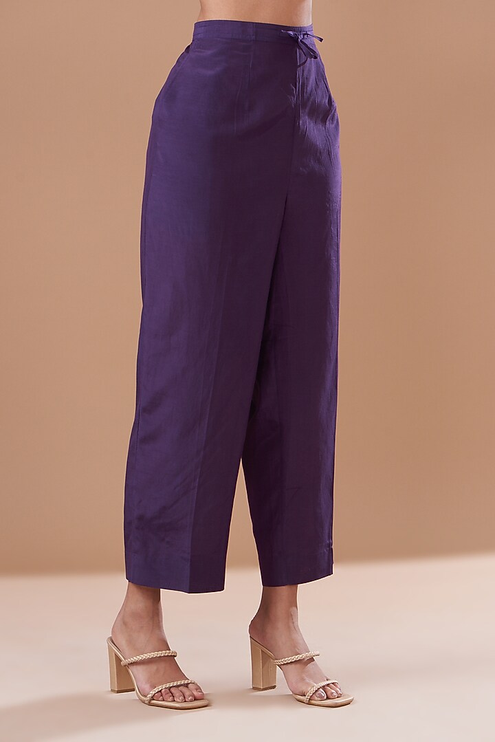 Purple Cotton Silk Embroidered & Printed Kurta Set by The Pot Plant at Pernia's Pop Up Shop