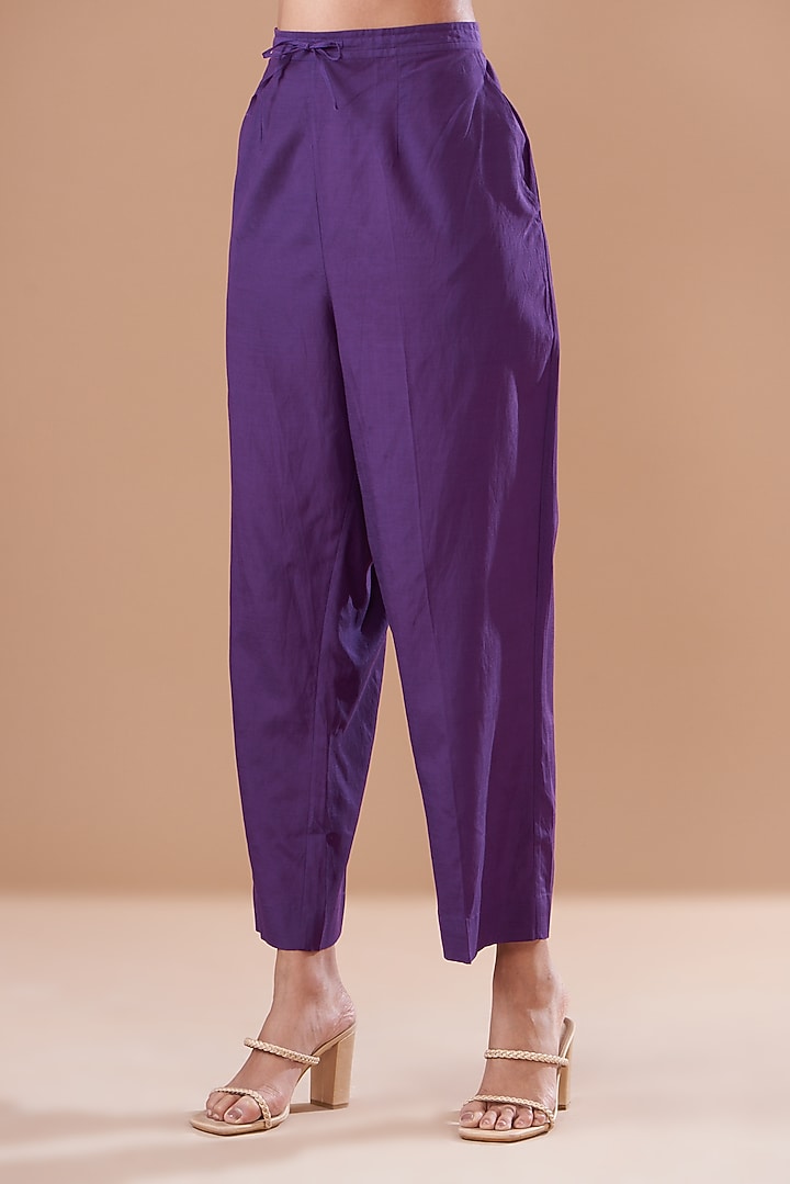 Red & Purple Ombre Silk Embroidered Kurta Set by The Pot Plant at Pernia's Pop Up Shop
