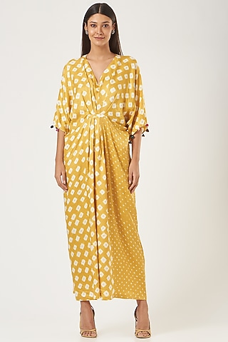 Mustard Yellow Bandhani Dress by The Pot Plant