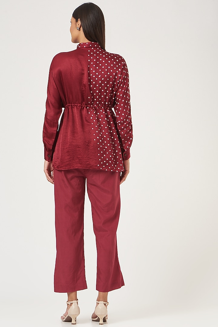 Wine Bandhani Top by The Pot Plant at Pernia's Pop Up Shop