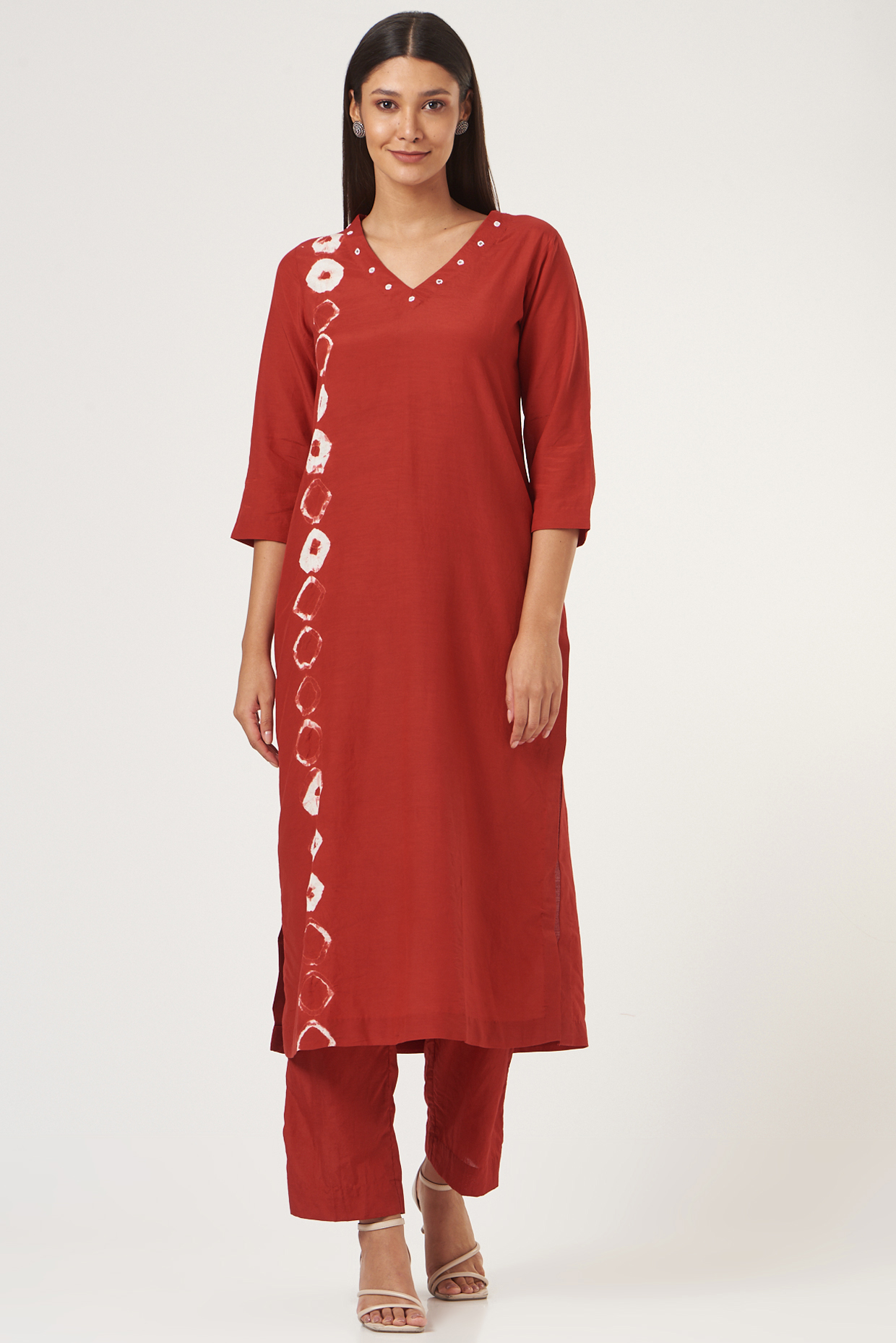 Red Shibori Kurta Set by The Pot Plant