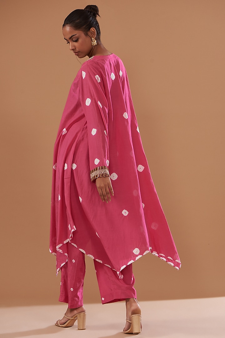 Pink Cotton Silk Printed Kurta Set by The Pot Plant at Pernia's Pop Up Shop