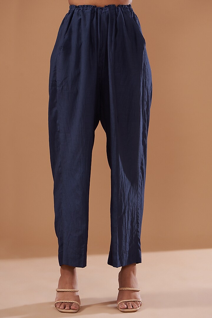 Blue Cotton Silk Ombre Embroidered Kurta Set by The Pot Plant at Pernia's Pop Up Shop