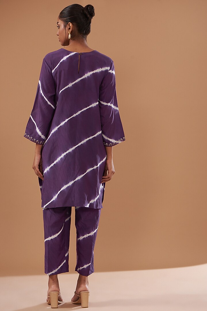 Purple Cotton Silk Printed Kurta Set by The Pot Plant at Pernia's Pop Up Shop