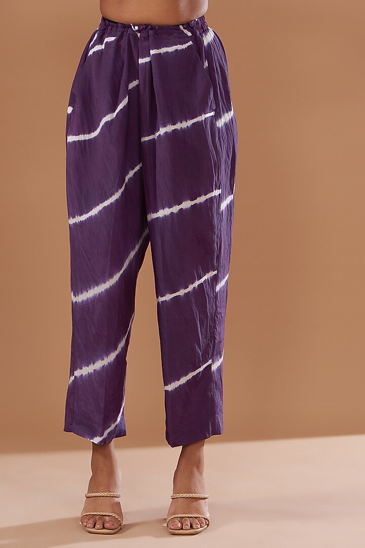 Purple Cotton Silk Printed Kurta Set by The Pot Plant at Pernia's Pop Up Shop